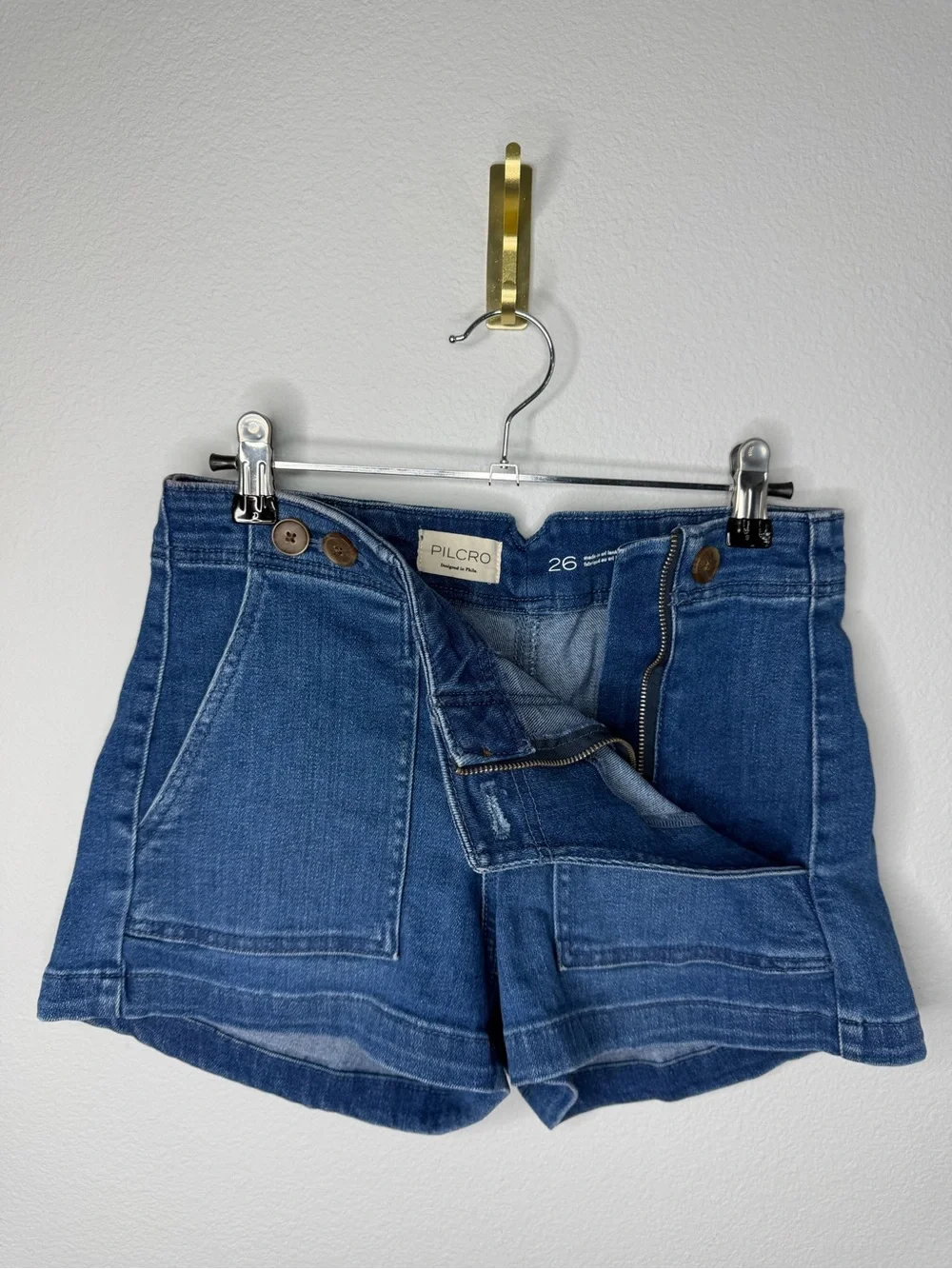 Pilcro Anthropologie Denim Shorts Size 26 Mid Rise Preppy Pockets Elavated Basic - Picture 5 of 11